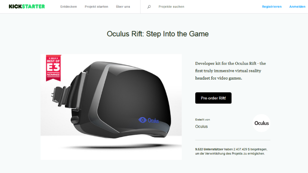 Best of Crowdfunding Oculus Rift Kickstarter